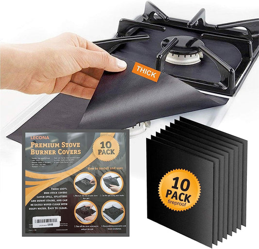 Stove Burner Covers - Gas Stove Protector, Stove top Range Protectors, Set Top Burner Covers Black, Non Stick Reusable, Stove Cover, Easy to Clean, Double Thickness