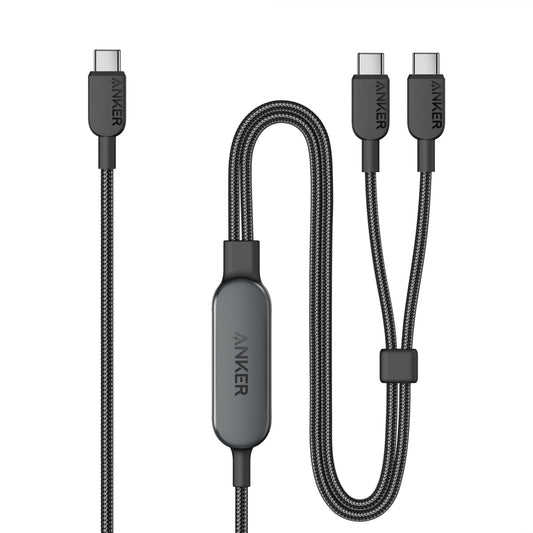 Anker Cable,6FT 2-in-1 USB C to USB C Cable 140W Max,Fast Charging for iPhone 16/16 Pro Max/15 Series,MacBook Air/Pro,and More(Braided,Black)