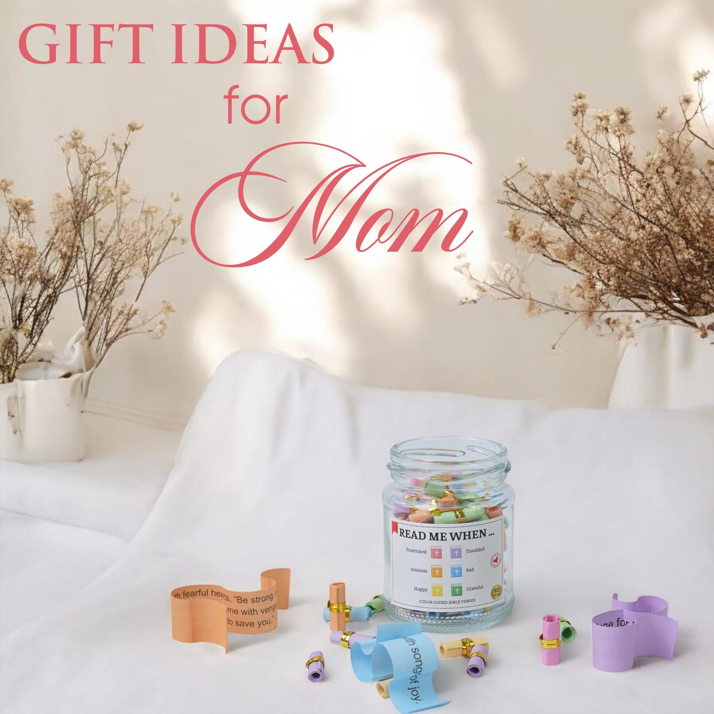 Bible Verse Jar – 92 Hand-Rolled Scripture Scrolls for Daily Encouragement, Inspirational Christian Gift, Religious Gifts for Women, Birthday Gifts for Mom, Christmas Gift for Women 2025