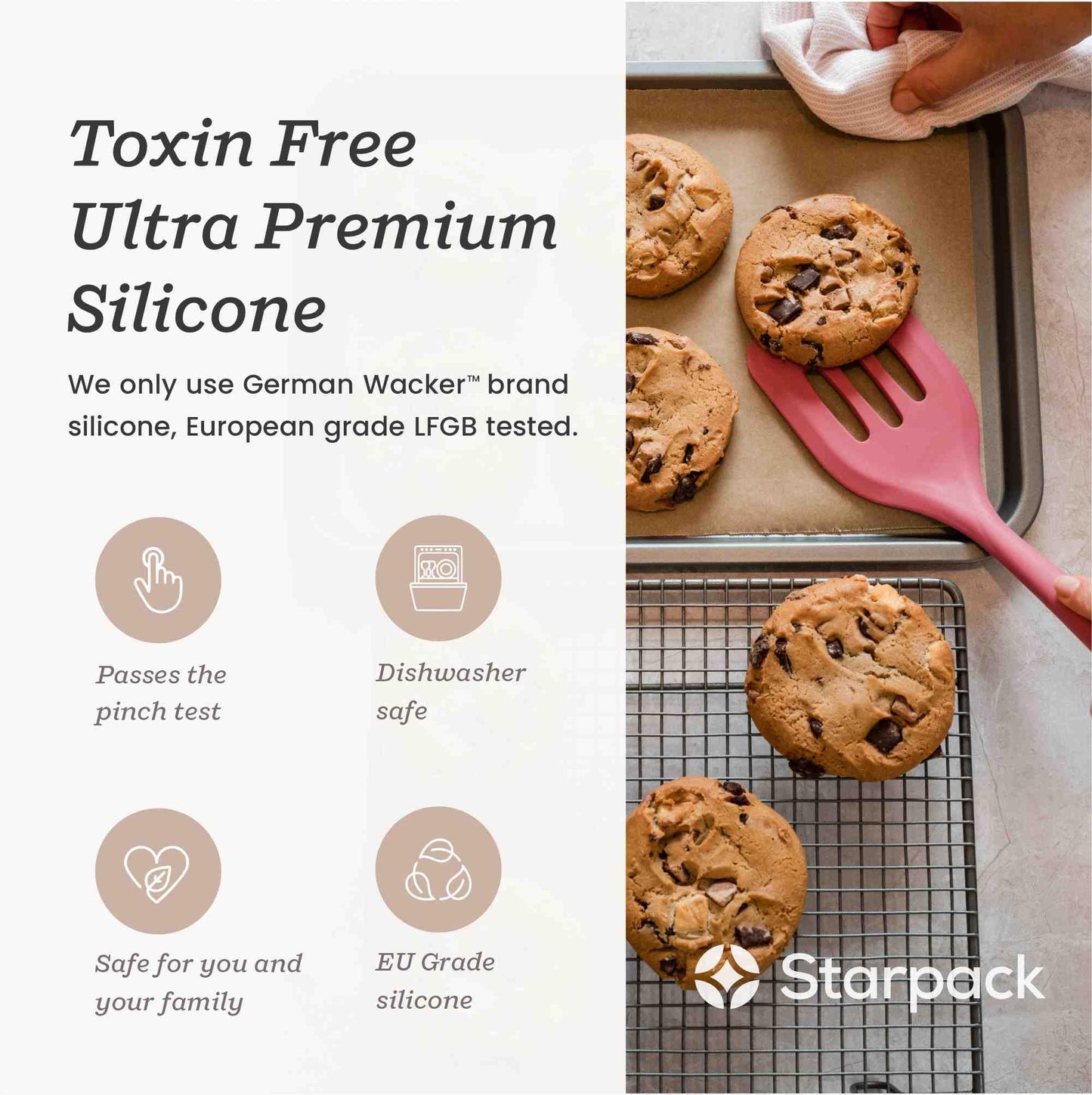 Starpack 'Stir & Serve' Silicone Cooking Utensils Set (5 Pcs) - Kitchen Utensils Set Heat Resistant to 600°F - Kitchen Utensils for Nonstick Cookware - Silicone Utensil Set for Mixing & Cooking