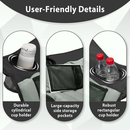 Youtanic Oversized Camping Chair, Portable Folding Camping Chairs with Side Pocket, Cup Holder and Carry Bag, Heavy Duty Outdoor Camping Chairs for Adults, Fishing, Sports, Trip, up to 400lbs, Style 4
