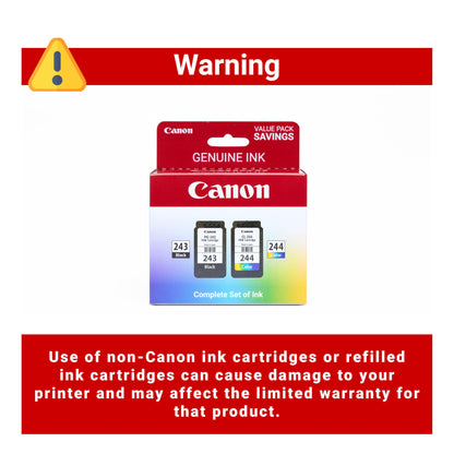 Canon PG-243 / CL-244 Genuine Ink Value Pack (2 Cartridges), Compatible with iP2820, MX492, MG2420/2520/2920/2922/2924/3020/2522/2525, TS3120/302/302a/202/4520/3320