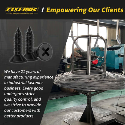 Wood Screws 1/2 Inch, FIXLINK Premium Flat Head Phillips Black Wood Screws 135 PCS, Self Tapping Electrophoresis Used in Indoor Furniture, Woodworking (#6 x 1/2")