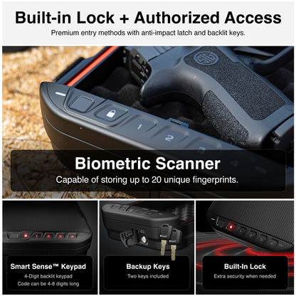 VAULTEK LifePod Secure Waterproof Travel Case Rugged Electronic Lock Box Travel Organizer Portable Handgun Case with Backlit Keypad (Covert Black) (Biometric)