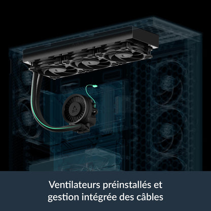 ARCTIC Liquid Freezer III Pro 360 - AIO CPU Cooler, 3 x 120 mm Water Cooling, 38 mm Radiator, PWM Pump, VRM Fan, AMD AM5/AM4, Intel LGA1851/1700 Contact Frame - Black