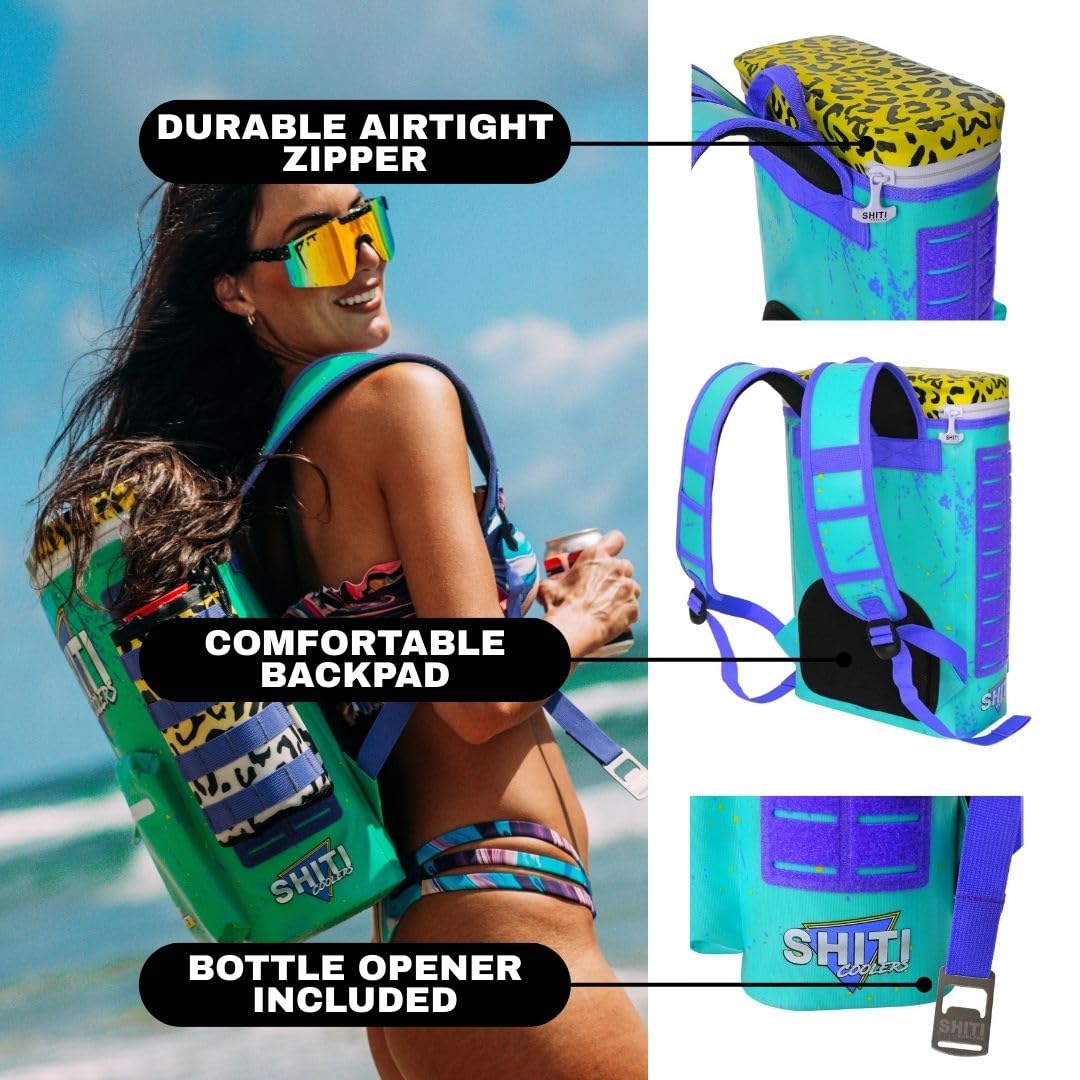 SHITI Coolers Cooler for Camping, Travel, Beach, Soft Lunch Box for Food, Drinks & Ice, Portable, Waterproof 24 Hr Insulated Bag with Shoulder Straps, Customizable (The Dropper, 15 Can Cooler)