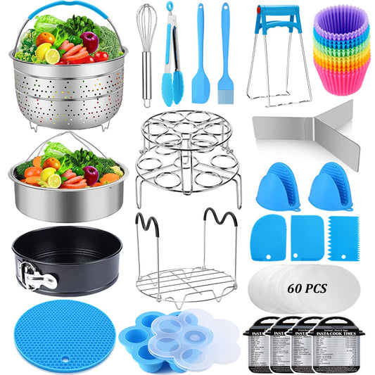 Accessories for Instant Pot, Sugaroom Pressure Cooker Accessories Set Compatible with Instant Pot Accessories 6 qt 8 quart - 2 Steamer Baskets, Springform Pan, Egg Rack, Egg Bites Mold and More
