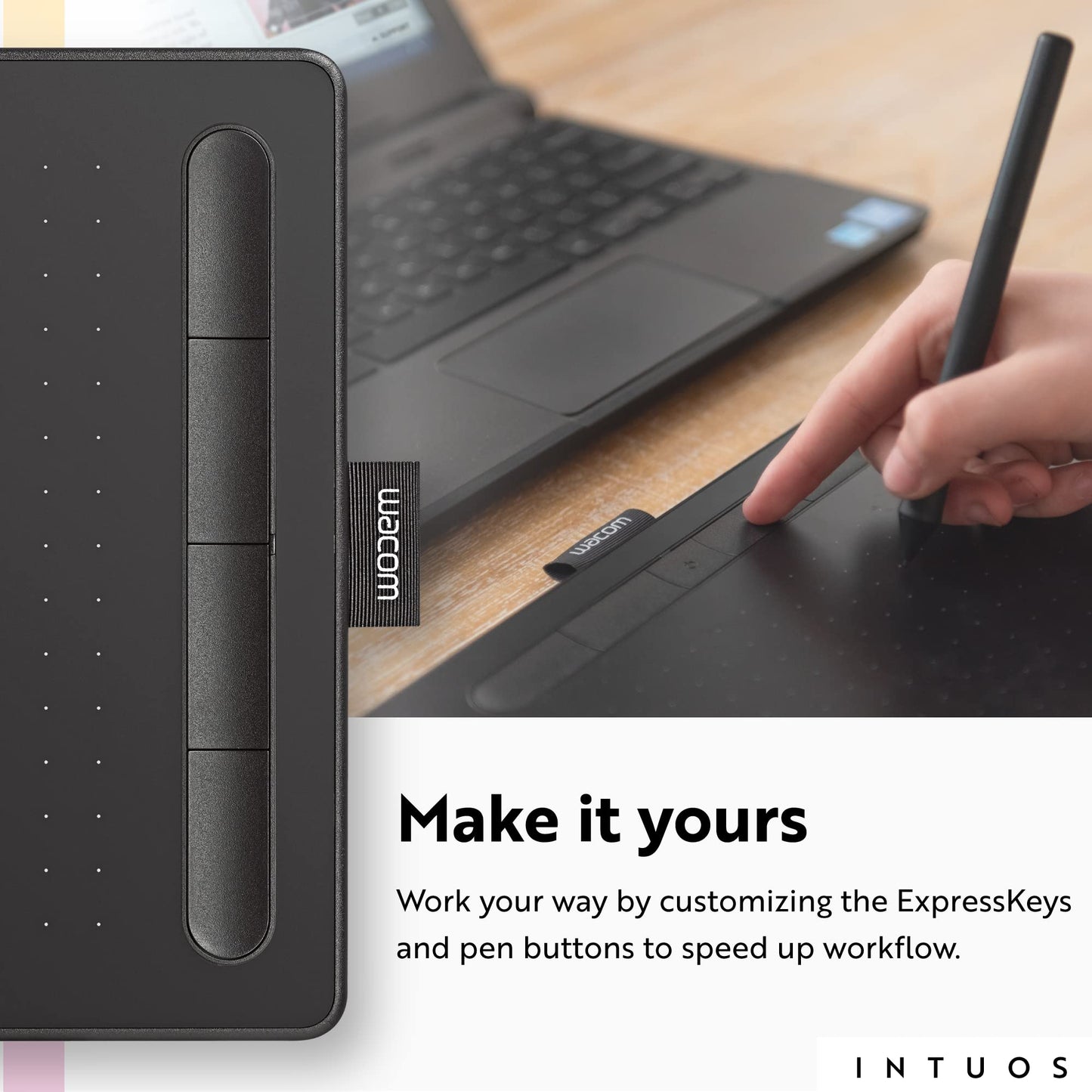 Wacom Intuos Small Graphics Drawing Tablet, includes Training & Software; 4 Customizable ExpressKeys Compatible With Chromebook Mac Android & Windows, photo/video editing, design & education,Black