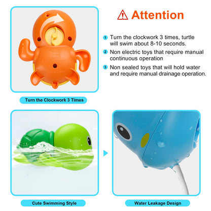 Bath Toys, Cute Swimming Turtle Baby Bath Toys for Toddler 1-3, Water Pool Floating Wind Up Toys for 1 Year Old Boy Girl Gifts, Infant Toddlers Kids Bathtub Toys, 3 Pack