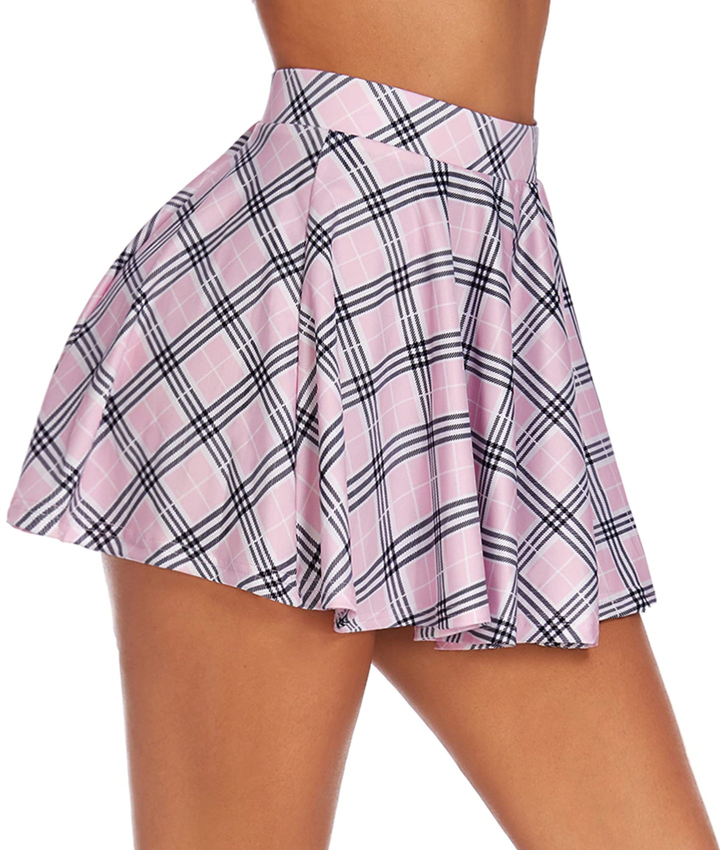 Avidlove Women's Stretchy Flared Skater Skirt Tennis School Uniforms A Line Mini Short Skirt White M