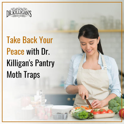 Dr. Killigan's Premium Double Potent Pantry Moth Traps with Pheromones Prime, Sticky Indian Meal Moth Traps for Kitchen, How to Get Rid of Moths in House, Organic Moth Pheromone Traps (6 Pack, Black)