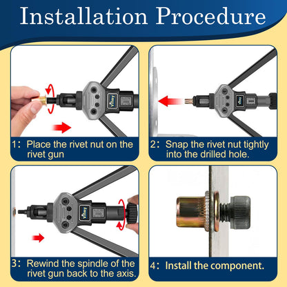 Vifmy 1/4 Rivet Nut, 115Pcs Carbon Steel Zinc Rivet Nuts 1/4-20, 1/4 20 Threaded Insert Rivnut, 1/4 UNC Rivets Nutsert, Flat Head 1/4 x 20 RIV Nuts