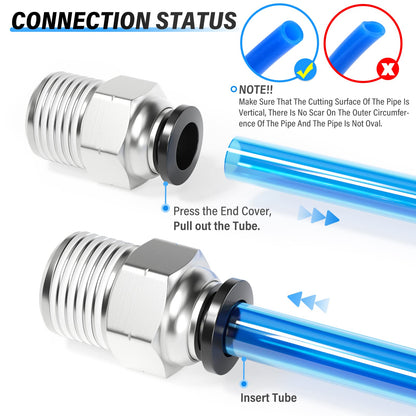 TAILONZ PNEUMATIC Elbow and Straight Combination 1/4 Inch Tube OD x 1/4 Inch NPT Thread Push to Connect Fittings PC-1/4-N2+PL-1/4-N2(Pack of 12)