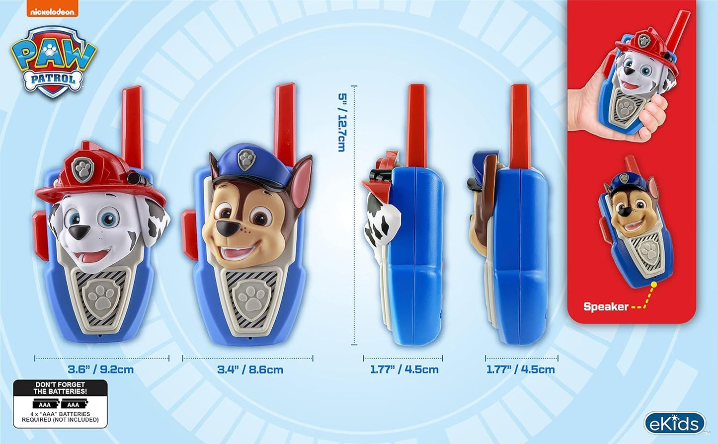 eKids Paw Patrol Toy Walkie Talkies for Kids, Indoor and Outdoor Toys for Kids and Fans of Paw Patrol Toys
