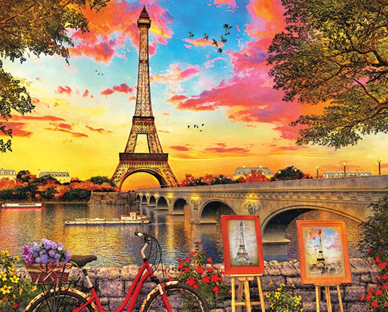 Springbok Puzzles - Paris Sunset - 1000 Piece Jigsaw Puzzle - Large 30 Inches by 24 Inches Puzzle - Made in USA - Unique Cut Interlocking Pieces