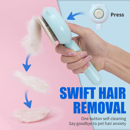 VIOJOJO Cat Brush Dog brushes with Release Button for Shedding Grooming, suit for Long or Medium Haired Cats, Lightweight Skin Friendly Pet Brush Hair Removal Comb Brushes for Kitten