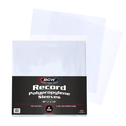 BCW 33 RPM Record Sleeves - 100 ct | Polypropylene Vinyl Record Outer Sleeves | 2 mil Thickness | Vinyl Record Album Protectors