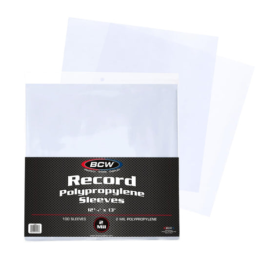 BCW 33 RPM Record Sleeves - 100 ct | Polypropylene Vinyl Record Outer Sleeves | 2 mil Thickness | Vinyl Record Album Protectors