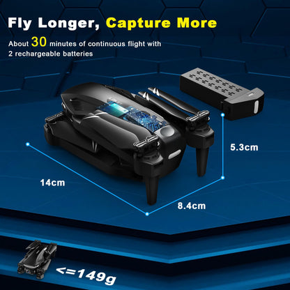Drone with Camera for Adults, HD FPV Drones with Upgrade Altitude Hold, One-Key Take Off/Landing, Voice Control, Headless Mode, 2 Batteries, Toys Gifts for Teen Boys Girls, Beginner