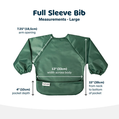 Tiny Twinkle Mess Proof Baby Bibs, 2pk Waterproof Smock Baby Bibs for Eating, Machine Washable Long Sleeve Bibs, Baby Led Weaning, Toddler Bibs, BLW Supplies (Slate Olive, Small 6-24 Months)