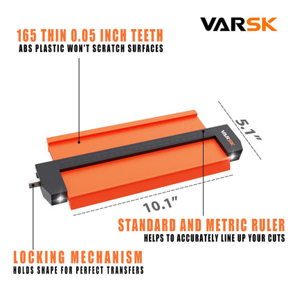 VARSK Contour Gauge Profile Tool with Light 5+10 Inch - Super Duplicator Shape and Outline Tool, Gifts for Men Dad Him, Cool Gadgets for Men DIY Handyman, Home Improvement Measuring Woodworking Tools