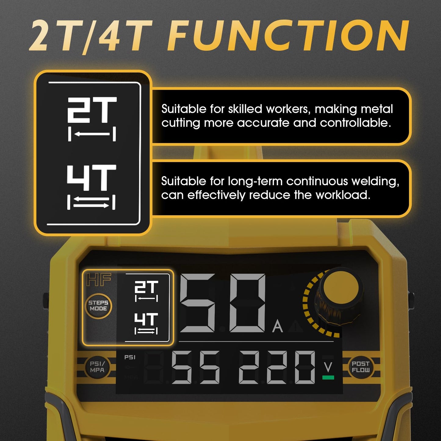 TOOLIOM 50A Non-Touch Pilot ARC Air Plasma Cutter Dual Voltage 110V/220V Metal Cutting Machine with Post/Flow Gas and 2T/4T, 1/2" Clean Cut