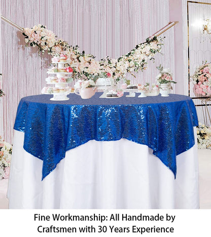 ShinyBeauty Sparkling Royal Blue Sequin Tablecloth 54x54 Inch - Glitter Dining Table Cover for Birthday Wedding Party Decor, Elegant Luxury Table Linen Overlay