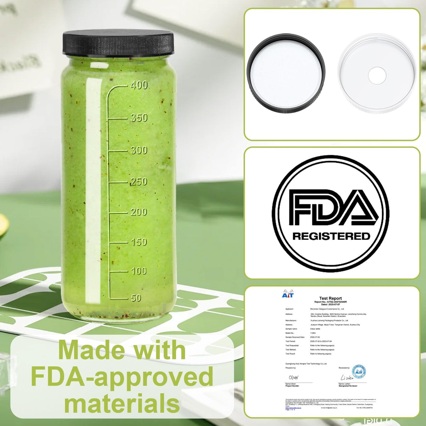 Ruckae 16oz 10 Pack Juice Bottles, Glass Bottles with Lids, Smoothie Cup Lids and Straws, Water Bottle Mason Jar Drinking Glasses for Juicing, Smoothies, Kombucha