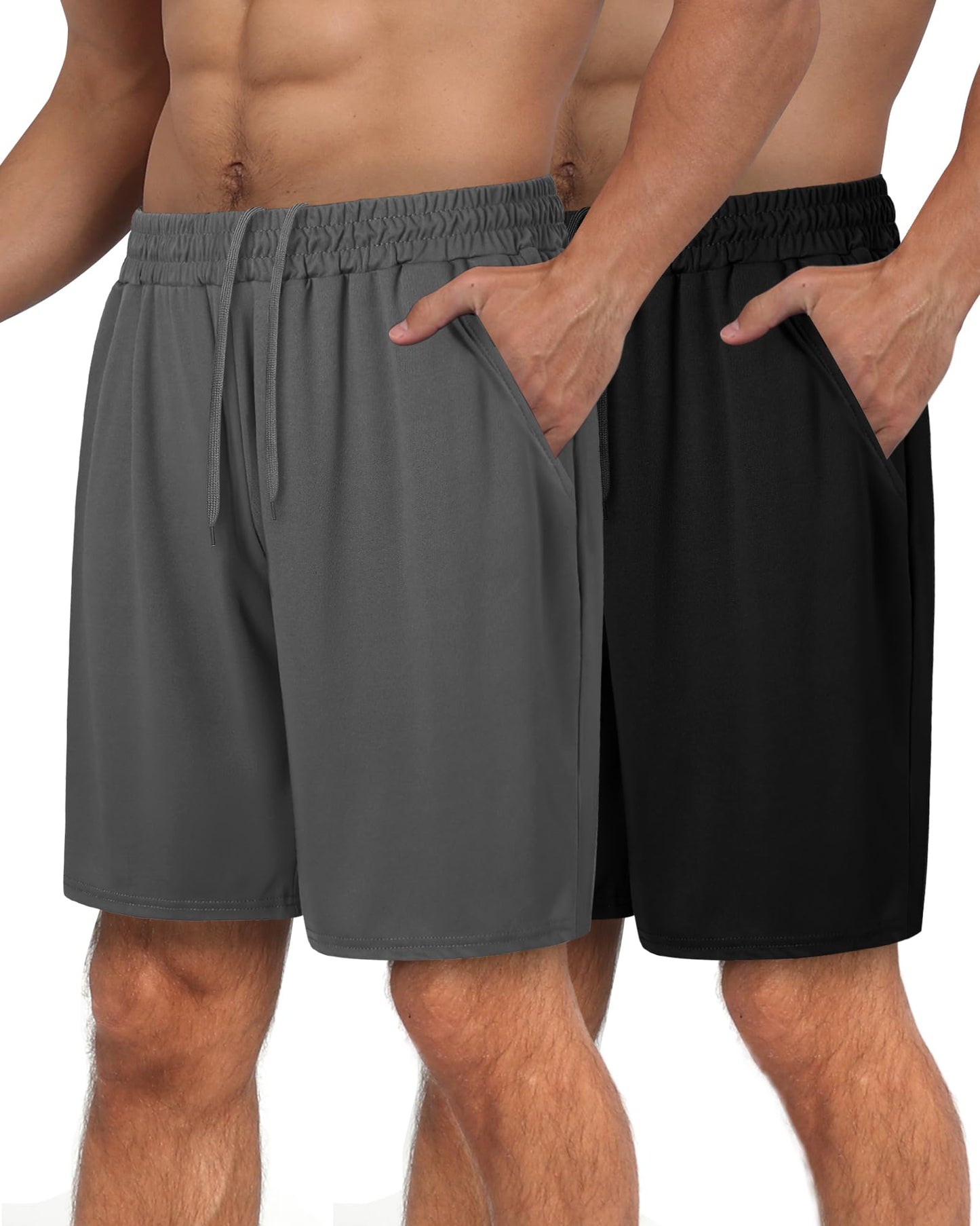 2 Pack Mens Gym Basketball Shorts - Athletic Black Workout Quick Dry Shorts with Pockets for Casual Running