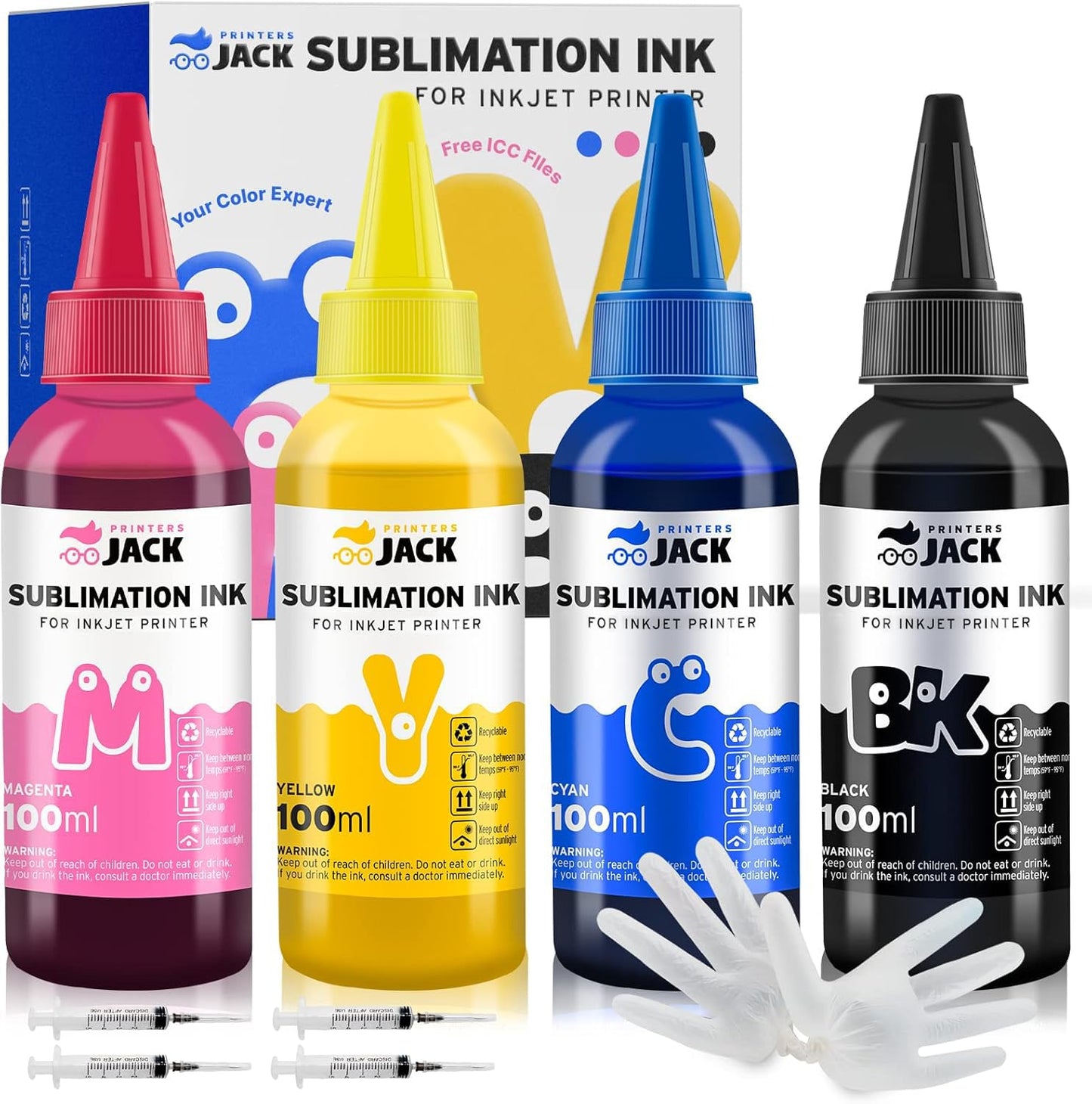 Printers Jack 400ML Sublimation Ink for Epson C88 C88+ WF7710 ET2720 ET4700 ET15000 ET2760 ET2750 WF7820 Inkjet Printers Heat Press Transfer on Mugs, Plates, Polyester Shirts, Phone Cases etc