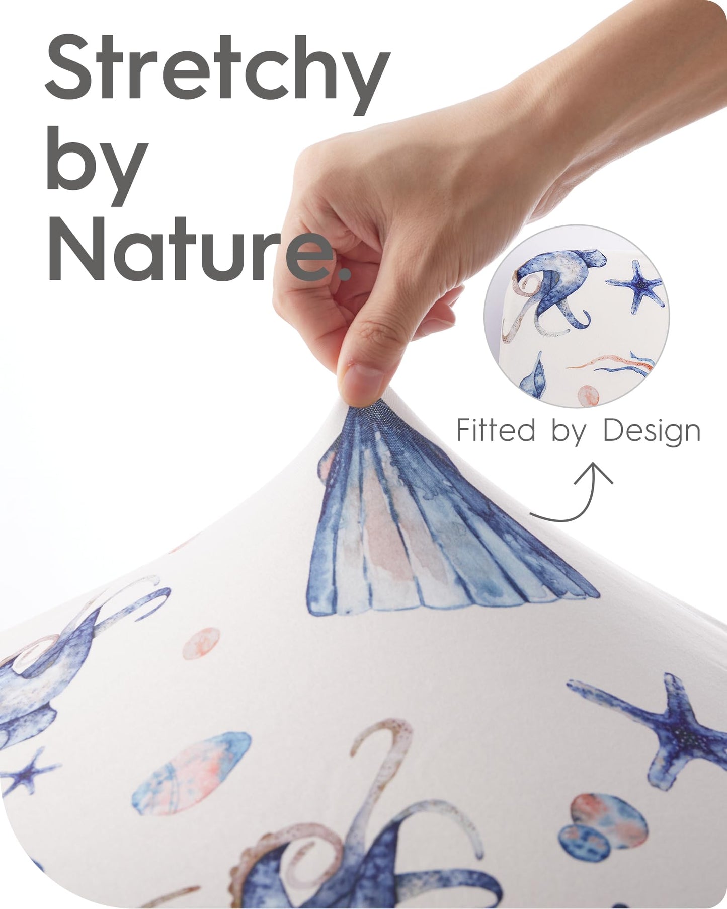 Graco Pack and Play Fitted Sheets - 2 Pack Mini Crib Sheets, Hypoallergenic and Soothing, Premium Jersey Fabric, Safari Sea Animals Pattern