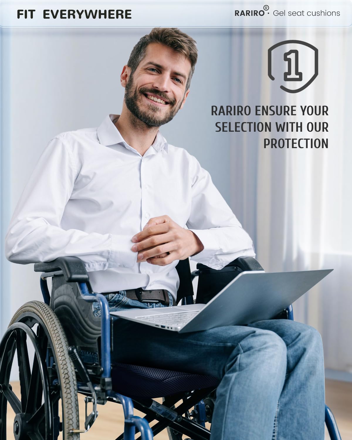 Enlarged 19.7" Gel Seat Cushion, Egg Gel Chair Pads for Wheelchair Pressure Coccyx Sciatica Pain Relief, Cooling Desk Seat Cushion for Kayak, Car, Office Chair Long Sitting[Black]