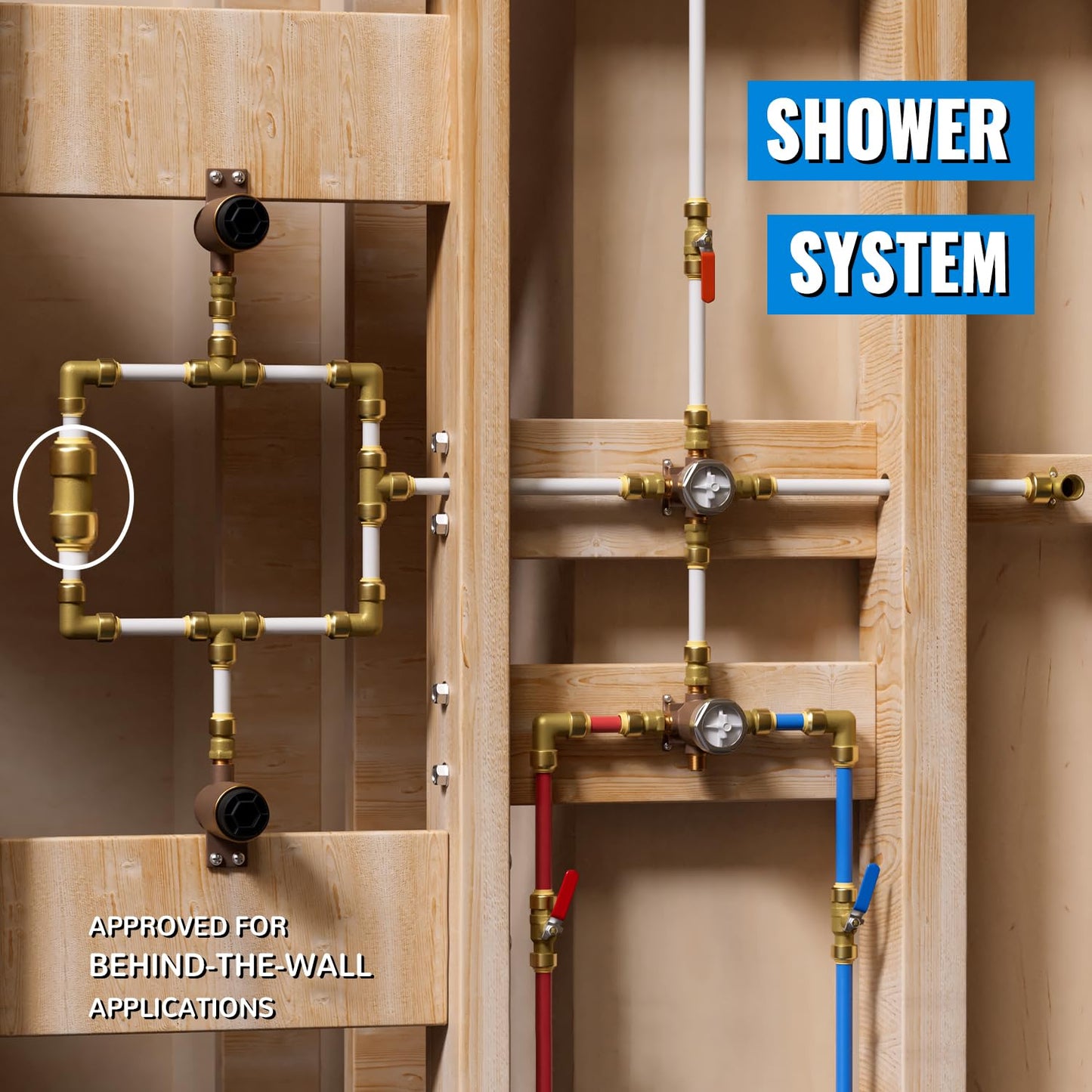 SUNGATOR 1/2 Inch Coupling, Push Pex Fittings 1/2 Inch, 1/2" Straight Coupling, No Lead Brass Push-to-Connect Fittings for Pex Pipe, Copper, CPVC, with 1 Disconnect Clip, Pack of 12