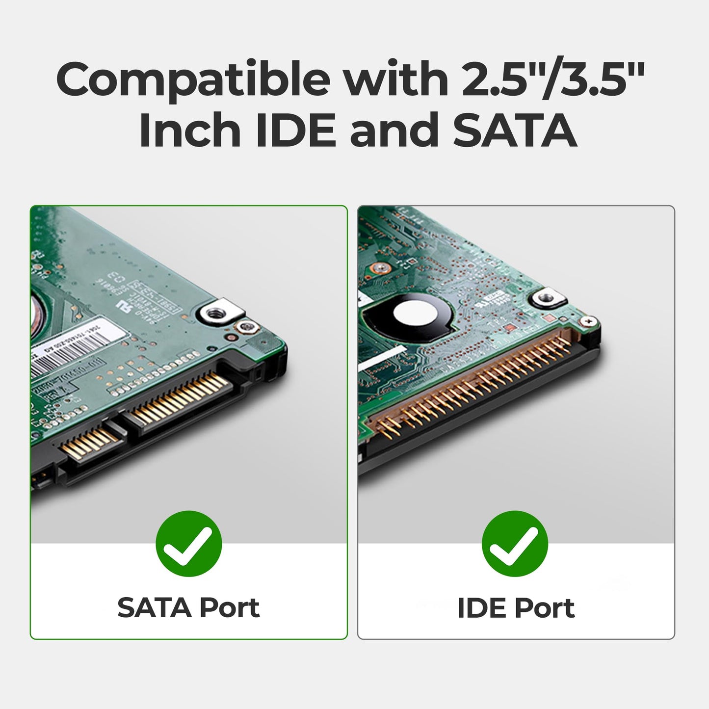 Unitek USB 3.0 to IDE and SATA Converter External Hard Drive Adapter Kit for Universal 2.5/3.5 HDD/SSD Hard Drive Disk, One Touch Backup Function, Included 12V/2A Power Adapter