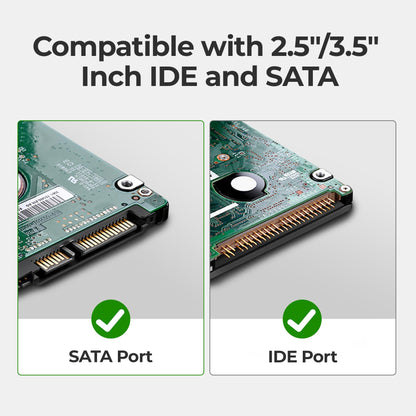 Unitek USB 3.0 to IDE and SATA Converter External Hard Drive Adapter Kit for Universal 2.5/3.5 HDD/SSD Hard Drive Disk, One Touch Backup Function, Included 12V/2A Power Adapter