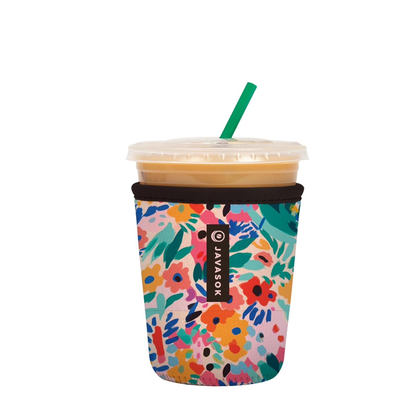 Sok It JavaSok Iced Coffee & Cold Soda Insulated Neoprene Cup Sleeve (Abstract Floral, Small: 16-20oz)