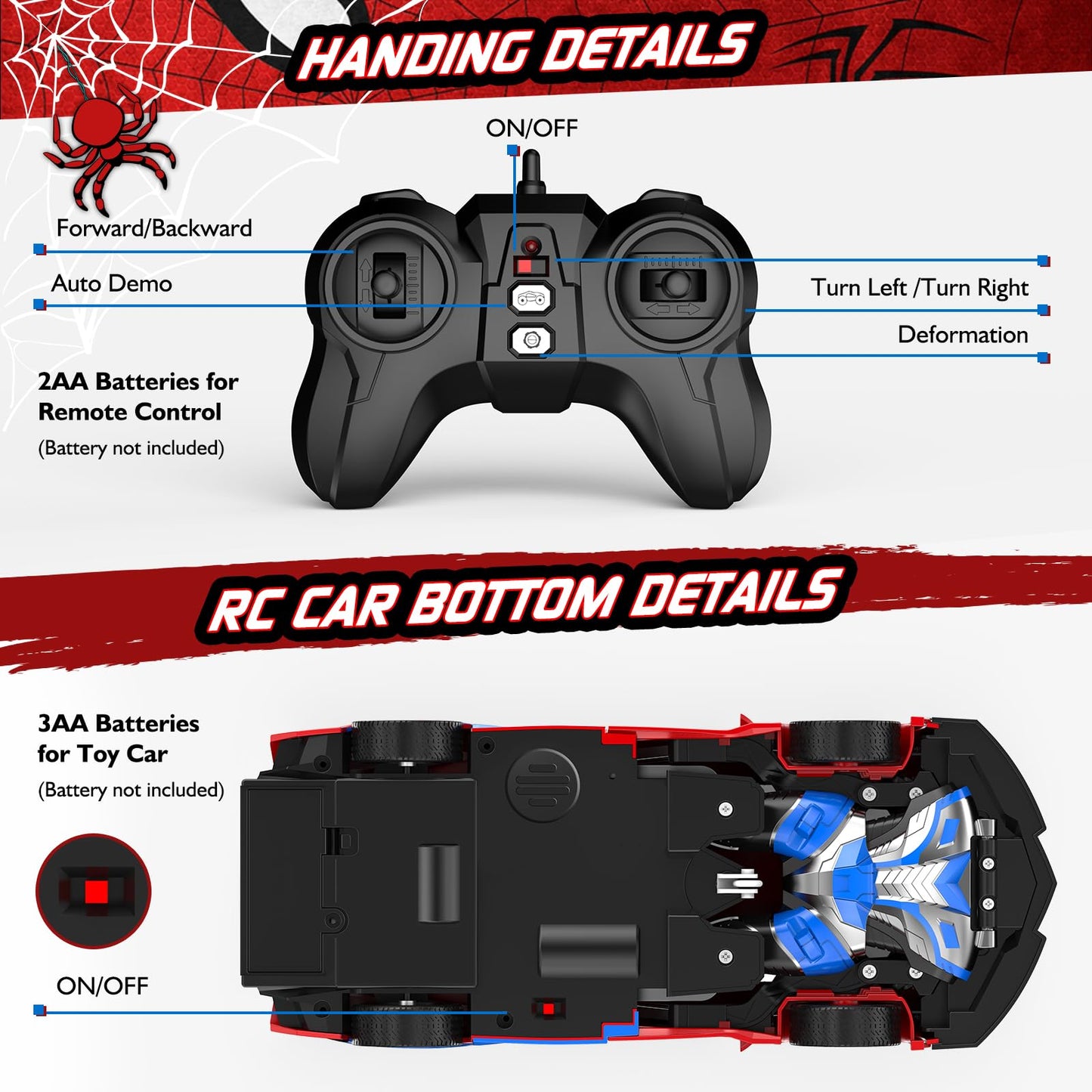 CEGOUFUN Remote Control Car for Boys 4-7, Rc Cars for Boys Age 8-12, One Button Transformation to Robot with Flashing Light 2.4Ghz Transforming Robot Car 1:18 Scale for Kids with 360 Degree Rotation