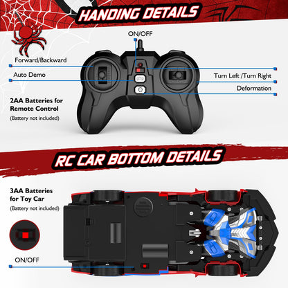 CEGOUFUN Remote Control Car for Boys 4-7, Rc Cars for Boys Age 8-12, One Button Transformation to Robot with Flashing Light 2.4Ghz Transforming Robot Car 1:18 Scale for Kids with 360 Degree Rotation