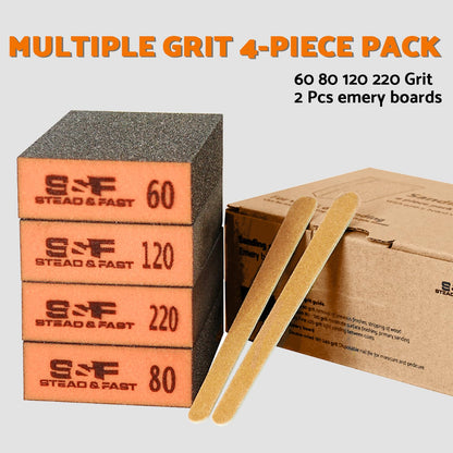 Sanding Sponge, 60 80 120 220 Coarse Medium Fine Grit Sanding Block, Sander Sponges for Drywall Metal, Sandpaper Sponge Sanding Blocks for Wood 4 Pcs by S&F STEAD & FAST