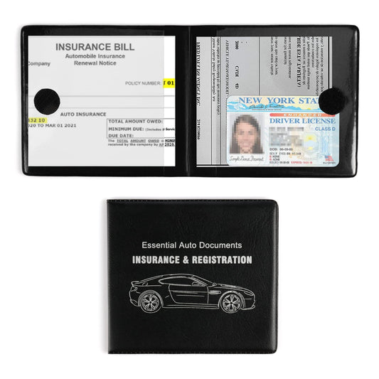 UYYE Car Registration and Insurance Card Holder, Vehicle Glove Box Car Organizer, Interior Car Accessories for Documents, Cards, License - 2 Pack