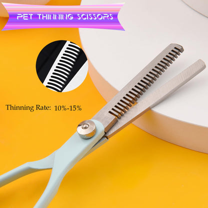 Grooming Scissors for Dogs at Home, Fcysy Professional Pet Grooming Kit Tijeras Para Cortar Pelo De Perros, Cat Grooming Scissors Curved Blending Shears Set for Pet Dog Cat Puppy