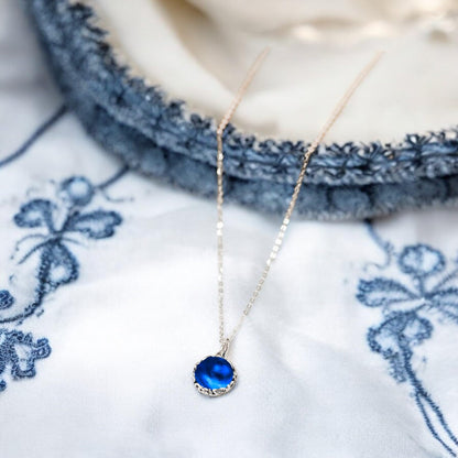 Bottled Up Designs Handmade Vintage Necklace, Recycled 1960's Glass, Sterling Silver, Eco Friendly, Made in USA, Birthday Gifts, Mothers Day, Women, Anniversary (Cobalt Skin Cream Jar)