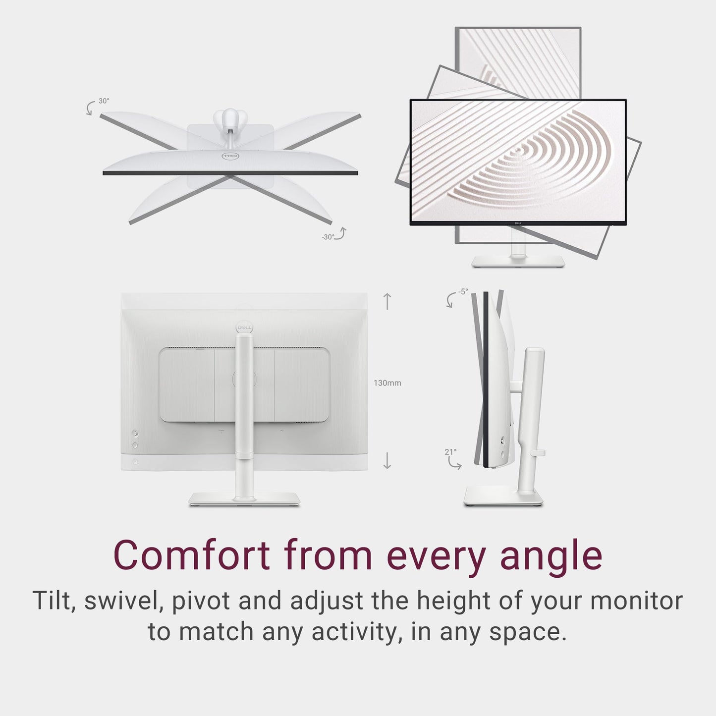 Dell S2425HS Monitor - 23.8 Inch, FHD (1920x1080) Display, 100Hz Refresh Rate 1500:1 Contrast Ratio, TÜV Rheinland Eye Comfort 4 Star, Integrated 2x5W Speaker, Height/Tilt/Swivel/Pivot - Ash White