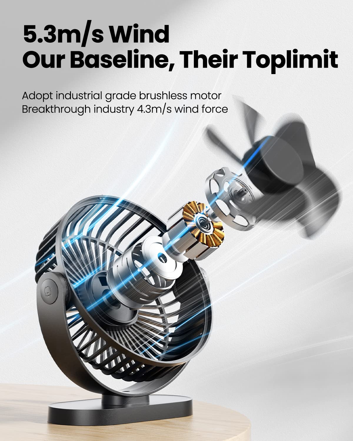 Gaiatop USB Desk Fan, 5.5 Inch Small Quiet Powerful 3 Speeds 90° Rotate, Personal Mini Portable Desktop Table Fans, Cooling for Home Office Car Travel Indoor Outdoor Pink