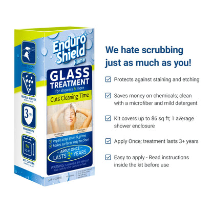 EnduroShield Glass Treatment Kit - Advanced Protection for Glass Surfaces - Repels Soap Scum, Grime & Dirt Without Harsh Chemicals - 4.2 fl oz