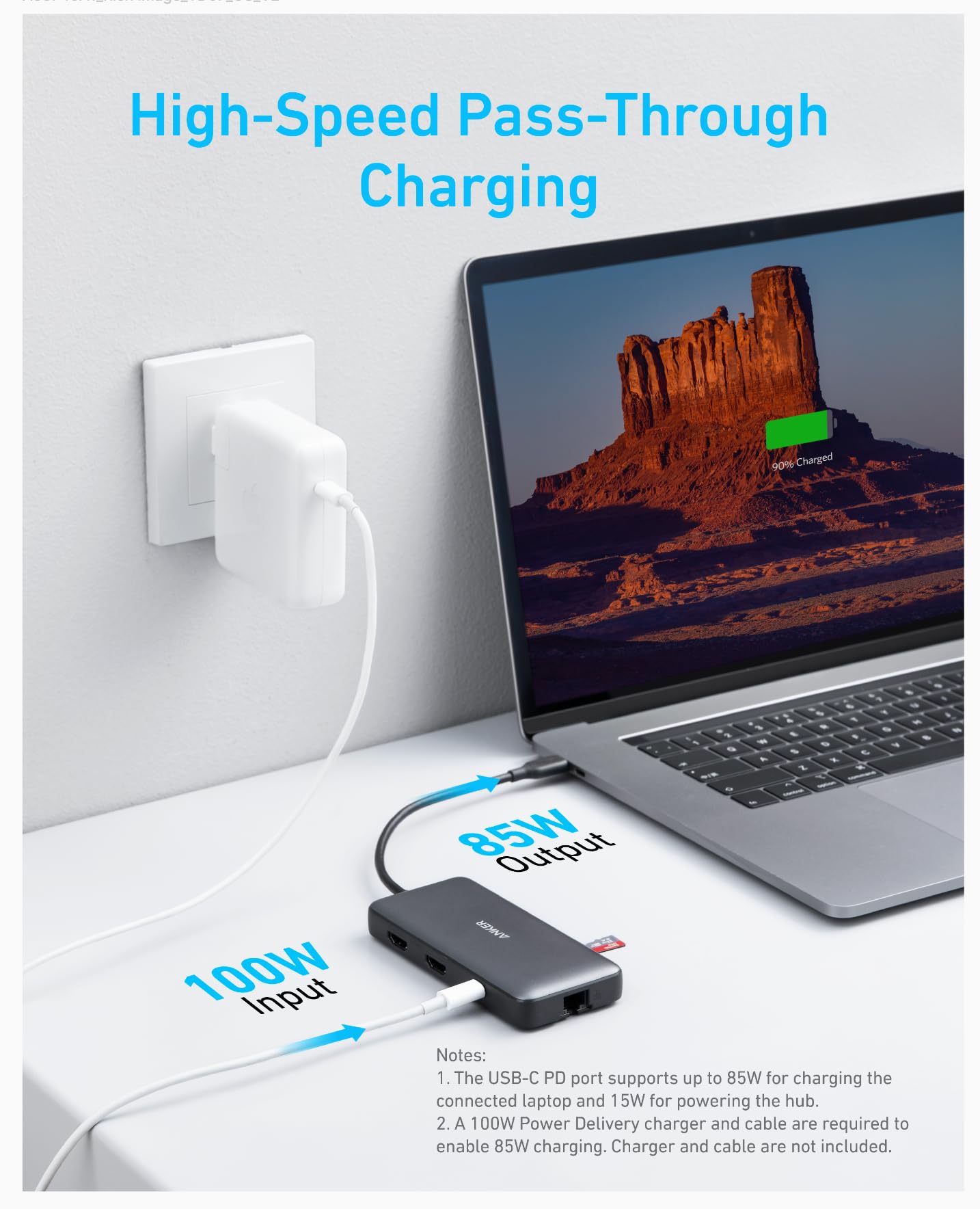 Anker Laptop Docking Station Dual Monitor, 8-in-1 USB C Hub, 4K Dual Monitor with 2 HDMI, 1 Gbps Ethernet Hub, 85W Power Delivery, SD Card Reader for MacBook Pro, XPS and More (Charger not Included)