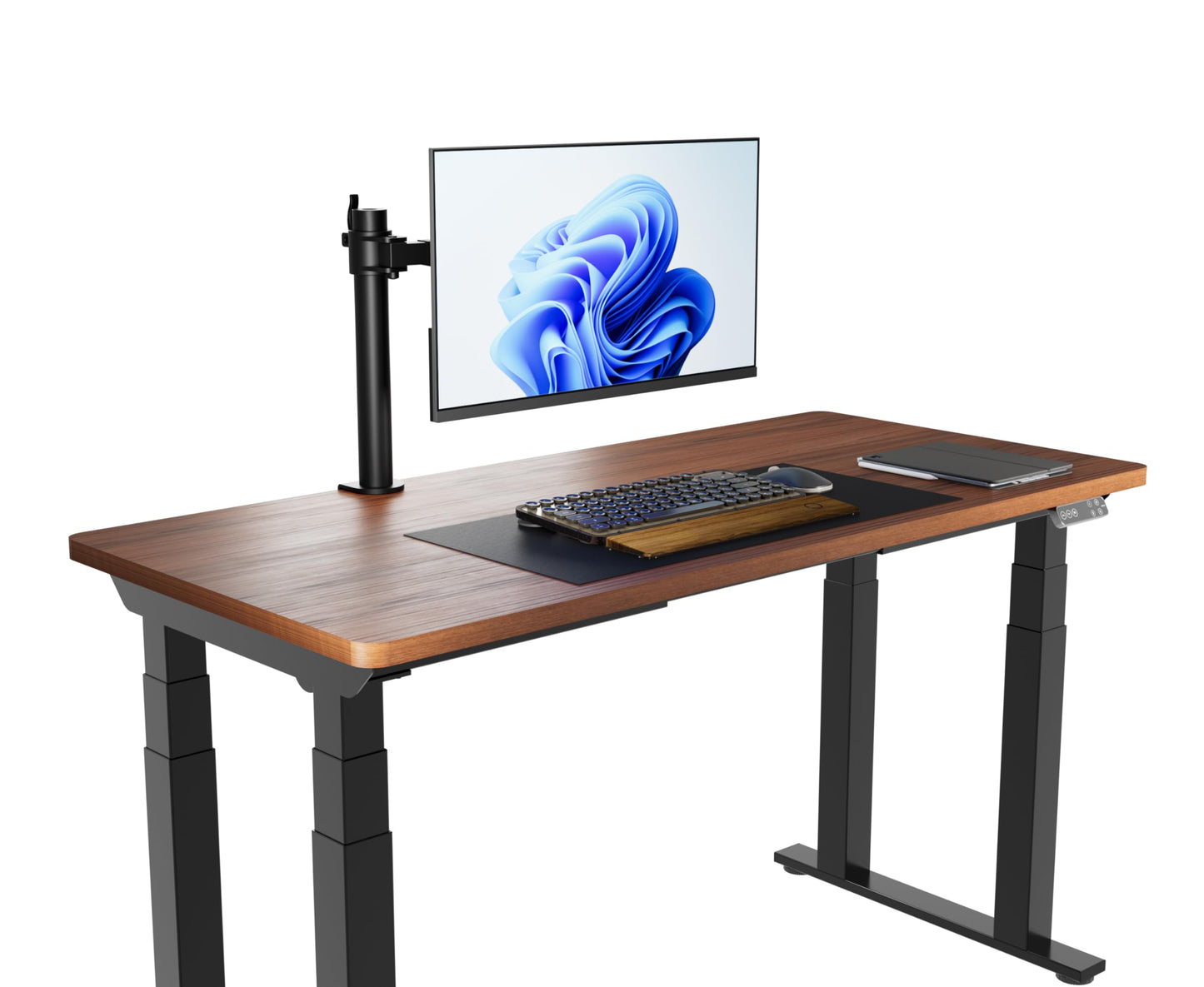 Amazon Basics Single Computer Monitor Stand with Tilt and Rotation, Height Adjustable VESA Desk Arm Mount, Steel, 30 inches, Black