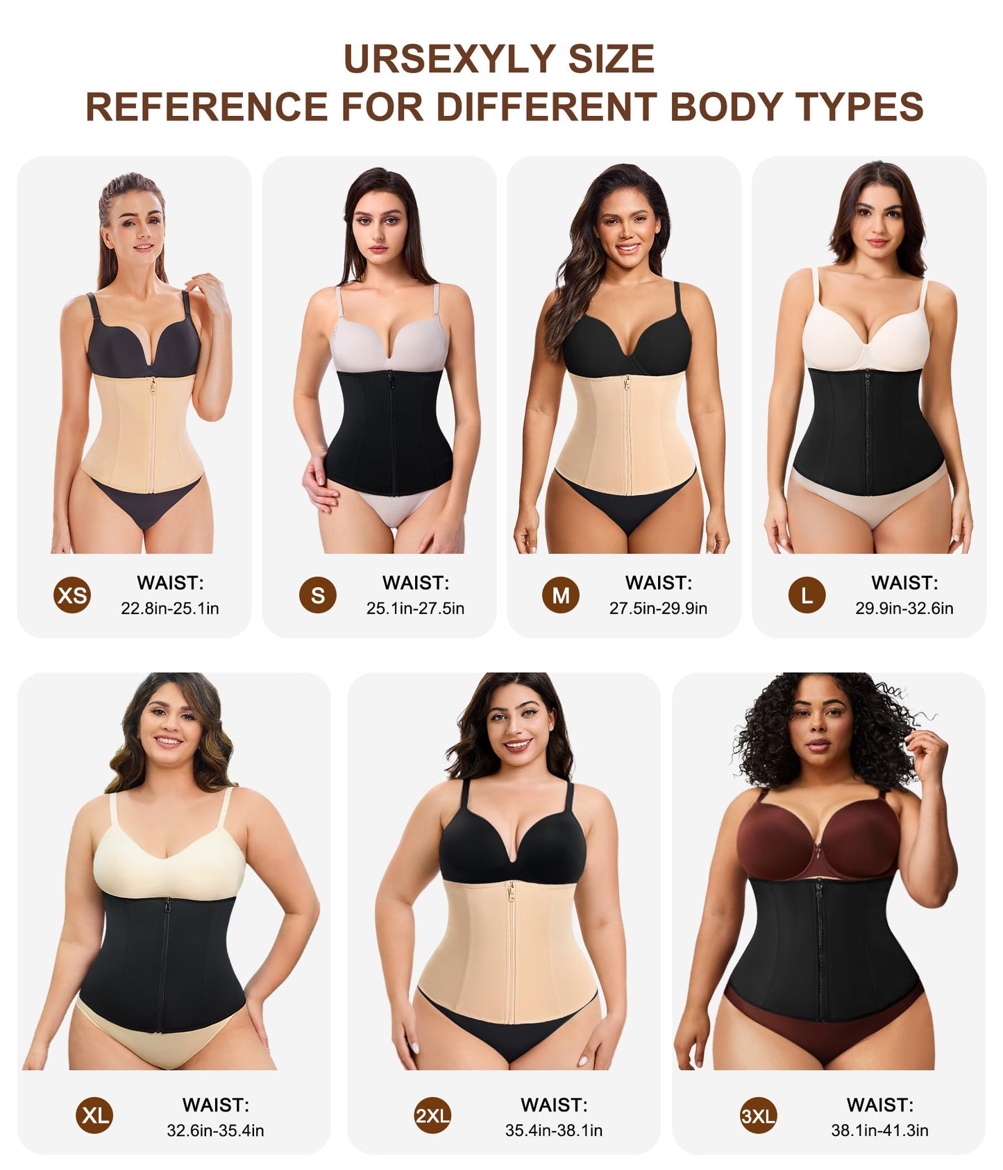 URSEXYLY Women Waist Trainer Corset Zipper Hook Shapewear Double Control Body Shaper Tummy Control Waist Cincher (3XL, Black)