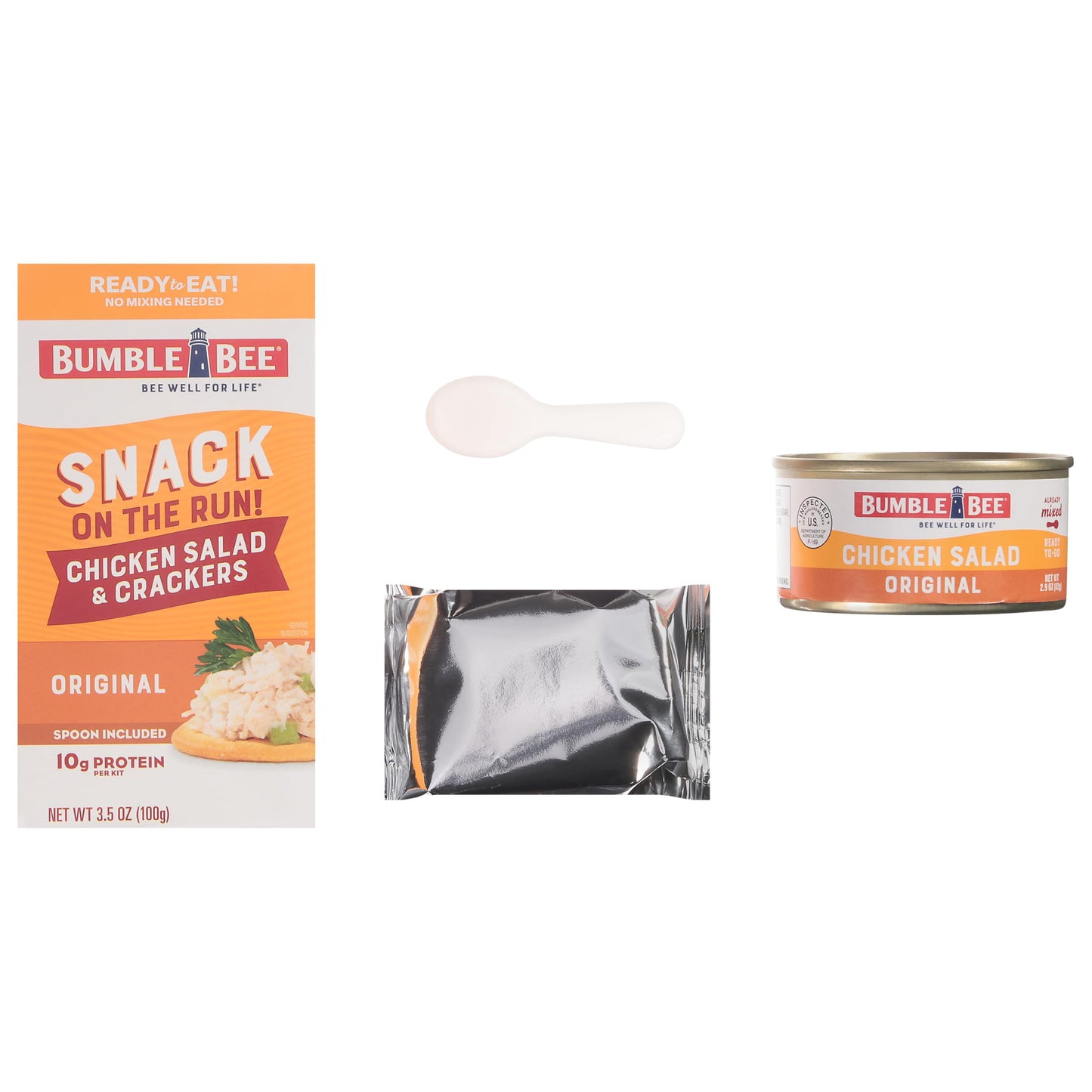 Bumble Bee Snack on the Run Chicken Salad with Crackers Kit, Ready to Eat, Spoon Included - Shelf Stable & Convenient Protein Snack, 3.5 Ounce (Pack of 3)