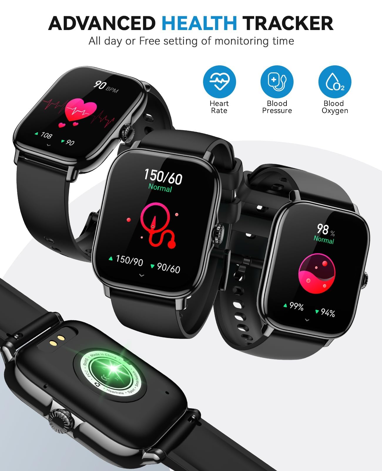 Smart Watch for Women Men- Answer/Make Call, 2025 IP68 Waterproof Fitness Step Tracker Watch with Sleep Monitor/Activity Counter/110+ Sport Mode, Smartwatch for Andriod iPhone iOS Samsung Compatible